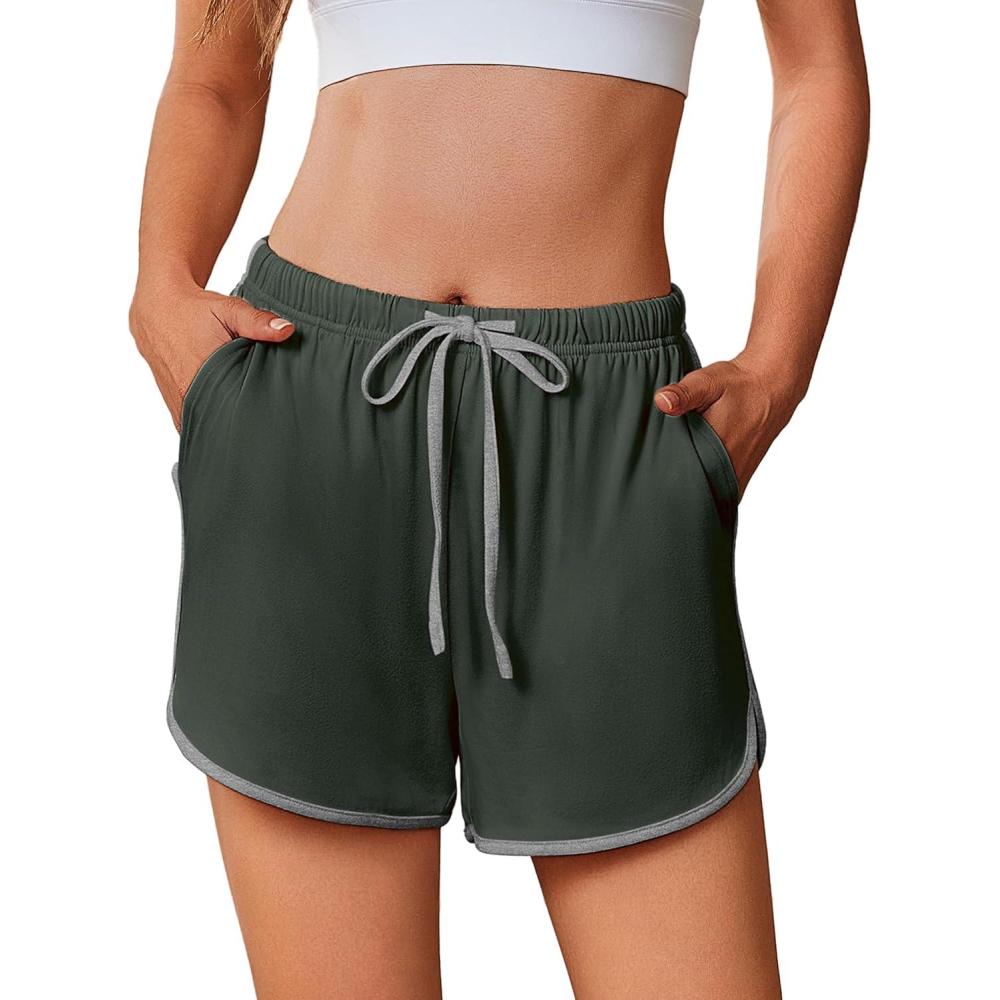 imageEkouaer Womens Pajama Shorts Elastic Waist Sleep Shorts Stylish Lounge Shorts Casual Comfy Sweat ShortsArmy Green