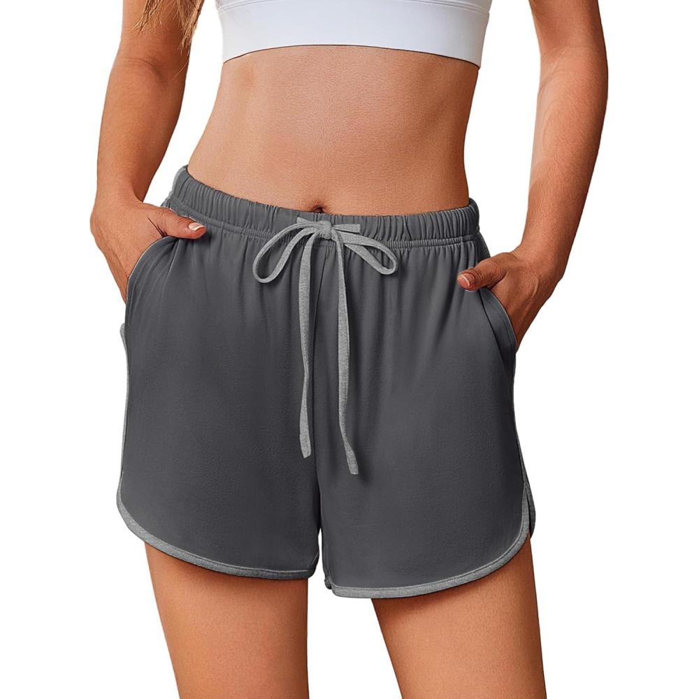 imageEkouaer Womens Pajama Shorts Elastic Waist Sleep Shorts Stylish Lounge Shorts Casual Comfy Sweat ShortsGrey