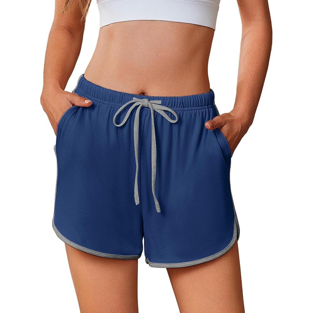 imageEkouaer Womens Pajama Shorts Elastic Waist Sleep Shorts Stylish Lounge Shorts Casual Comfy Sweat ShortsNavy Blue