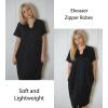 EKOUAER Women Zipper Robes Short Bathrobe Lightweight Mumu Duster House Coat with Pockets Soft Moo Moo Nightgown(Black)