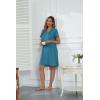 EKOUAER Women Zipper Robes Short Bathrobe Lightweight Mumu Duster House Coat with Pockets Soft Moo Moo Nightgown(Blue Green)