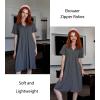 EKOUAER Women Zipper Robes Short Bathrobe Lightweight Mumu Duster House Coat with Pockets Soft Moo Moo Nightgown(Dark Grey)