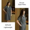 EKOUAER Women Zipper Robes Short Bathrobe Lightweight Mumu Duster House Coat with Pockets Soft Moo Moo Nightgown(Dark Grey)