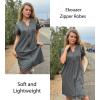 EKOUAER Women Zipper Robes Short Bathrobe Lightweight Mumu Duster House Coat with Pockets Soft Moo Moo Nightgown(Dark Grey)
