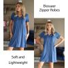EKOUAER Women Zipper Robes Short Bathrobe Lightweight Mumu Duster House Coat with Pockets Soft Moo Moo Nightgown(Deep Blue)