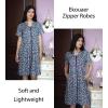 EKOUAER Women Zipper Robes Short Bathrobe Lightweight Mumu Duster House Coat with Pockets Soft Moo Moo Nightgown(Floral Blue)
