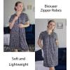 EKOUAER Women Zipper Robes Short Bathrobe Lightweight Mumu Duster House Coat with Pockets Soft Moo Moo Nightgown(Floral Blue)