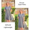 EKOUAER Women Zipper Robes Short Bathrobe Lightweight Mumu Duster House Coat with Pockets Soft Moo Moo Nightgown(Light Grey)