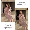EKOUAER Women Zipper Robes Short Bathrobe Lightweight Mumu Duster House Coat with Pockets Soft Moo Moo Nightgown(Misty Rose)