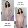 EKOUAER Women Zipper Robes Short Bathrobe Lightweight Mumu Duster House Coat with Pockets Soft Moo Moo Nightgown(Misty Rose)
