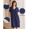 EKOUAER Women Zipper Robes Short Bathrobe Lightweight Mumu Duster House Coat with Pockets Soft Moo Moo Nightgown(Navy Blue)