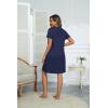 EKOUAER Women Zipper Robes Short Bathrobe Lightweight Mumu Duster House Coat with Pockets Soft Moo Moo Nightgown(Navy Blue)