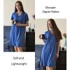 EKOUAER Women Zipper Robes Short Bathrobe Lightweight Mumu Duster House Coat with Pockets Soft Moo Moo Nightgown(Royal Blue)