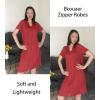 EKOUAER Women Zipper Robes Short Bathrobe Lightweight Mumu Duster House Coat with Pockets Soft Moo Moo Nightgown(Wine Red)