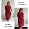 EKOUAER Women Zipper Robes Short Bathrobe Lightweight Mumu Duster House Coat with Pockets Soft Moo Moo Nightgown(Wine Red)