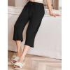 EKOUAER Womens Capri Pajama Pants Wide Leg Lounge Sleep Pants Soft Comfy Drawstring Pj Bottoms with Pockets(Black)