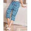 EKOUAER Womens Capri Pajama Pants Wide Leg Lounge Sleep Pants Soft Comfy Drawstring Pj Bottoms with Pockets(Blue Letter)