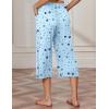 EKOUAER Womens Capri Pajama Pants Wide Leg Lounge Sleep Pants Soft Comfy Drawstring Pj Bottoms with Pockets(Blue Moon)