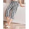 EKOUAER Womens Capri Pajama Pants Wide Leg Lounge Sleep Pants Soft Comfy Drawstring Pj Bottoms with Pockets(Checkered)