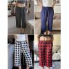 EKOUAER Womens Capri Pajama Pants Wide Leg Lounge Sleep Pants Soft Comfy Drawstring Pj Bottoms with Pockets(Grey Pink)