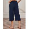EKOUAER Womens Capri Pajama Pants Wide Leg Lounge Sleep Pants Soft Comfy Drawstring Pj Bottoms with Pockets(Navy Blue)