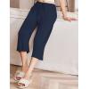 EKOUAER Womens Capri Pajama Pants Wide Leg Lounge Sleep Pants Soft Comfy Drawstring Pj Bottoms with Pockets(Navy Blue)