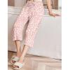 EKOUAER Womens Capri Pajama Pants Wide Leg Lounge Sleep Pants Soft Comfy Drawstring Pj Bottoms with Pockets(Pink Leopard)