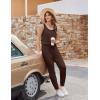 Ekouaer Jumpsuits for Women Casual Sleeveless 2026 Summer Romper Dressy Vacation One Piece Outfits Fashion Travel Clothes(Brown)