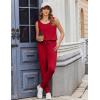 Ekouaer Jumpsuits for Women Casual Sleeveless 2026 Summer Romper Dressy Vacation One Piece Outfits Fashion Travel Clothes(Red)