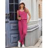 Ekouaer Jumpsuits for Women Casual Sleeveless 2026 Summer Romper Dressy Vacation One Piece Outfits Fashion Travel Clothes(Rose Red)