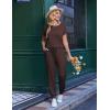 Ekouaer Jumpsuits for Women Dressy Summer Romper Casual Spring Vacation Outfits 2026 One Piece Travel Clothes(Brown)