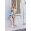 Ekouaer Jumpsuits for Women Dressy Summer Romper Ribbed Knit Casual Travel Outfits 2026 Vacation Beach Clothes(Beige)