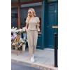 Ekouaer Jumpsuits for Women Dressy Summer Romper Ribbed Knit Casual Travel Outfits 2026 Vacation Beach Clothes(Beige)