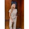 Ekouaer Jumpsuits for Women Dressy Summer Romper Ribbed Knit Casual Travel Outfits 2026 Vacation Beach Clothes(Beige)