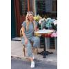 Ekouaer Jumpsuits for Women Dressy Summer Romper Ribbed Knit Casual Travel Outfits 2026 Vacation Beach Clothes(Blue)