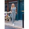 Ekouaer Jumpsuits for Women Dressy Summer Romper Ribbed Knit Casual Travel Outfits 2026 Vacation Beach Clothes(Blue)