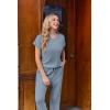 Ekouaer Jumpsuits for Women Dressy Summer Romper Ribbed Knit Casual Travel Outfits 2026 Vacation Beach Clothes(Blue)