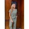 Ekouaer Jumpsuits for Women Dressy Summer Romper Ribbed Knit Casual Travel Outfits 2026 Vacation Beach Clothes(Celadon Green)