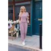 Ekouaer Jumpsuits for Women Dressy Summer Romper Ribbed Knit Casual Travel Outfits 2026 Vacation Beach Clothes(Dark Purple)