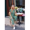 Ekouaer Jumpsuits for Women Dressy Summer Romper Ribbed Knit Casual Travel Outfits 2026 Vacation Beach Clothes(Green)