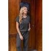 Ekouaer Jumpsuits for Women Dressy Summer Romper Ribbed Knit Casual Travel Outfits 2026 Vacation Beach Clothes(Grey)