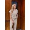 Ekouaer Jumpsuits for Women Dressy Summer Romper Ribbed Knit Casual Travel Outfits 2026 Vacation Beach Clothes(Khaki)