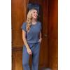 Ekouaer Jumpsuits for Women Dressy Summer Romper Ribbed Knit Casual Travel Outfits 2026 Vacation Beach Clothes(Navy)