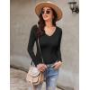 Ekouaer Long Sleeve Shirts for Women V Neck Basics Tops Lightweight Base Layer Slim Fit Top Thermal Undershirts(Black)