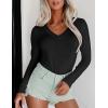 Ekouaer Long Sleeve Shirts for Women V Neck Basics Tops Lightweight Base Layer Slim Fit Top Thermal Undershirts(Black)