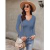 Ekouaer Long Sleeve Shirts for Women V Neck Basics Tops Lightweight Base Layer Slim Fit Top Thermal Undershirts(Blue)