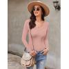 Ekouaer Long Sleeve Shirts for Women V Neck Basics Tops Lightweight Base Layer Slim Fit Top Thermal Undershirts(Dark Pink)