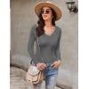 Ekouaer Long Sleeve Shirts for Women V Neck Basics Tops Lightweight Base Layer Slim Fit Top Thermal Undershirts(Grey)