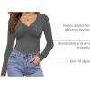 Ekouaer Long Sleeve Shirts for Women V Neck Basics Tops Lightweight Base Layer Slim Fit Top Thermal Undershirts(Grey)
