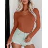 Ekouaer Long Sleeve Shirts for Women V Neck Basics Tops Lightweight Base Layer Slim Fit Top Thermal Undershirts(Light Brown)